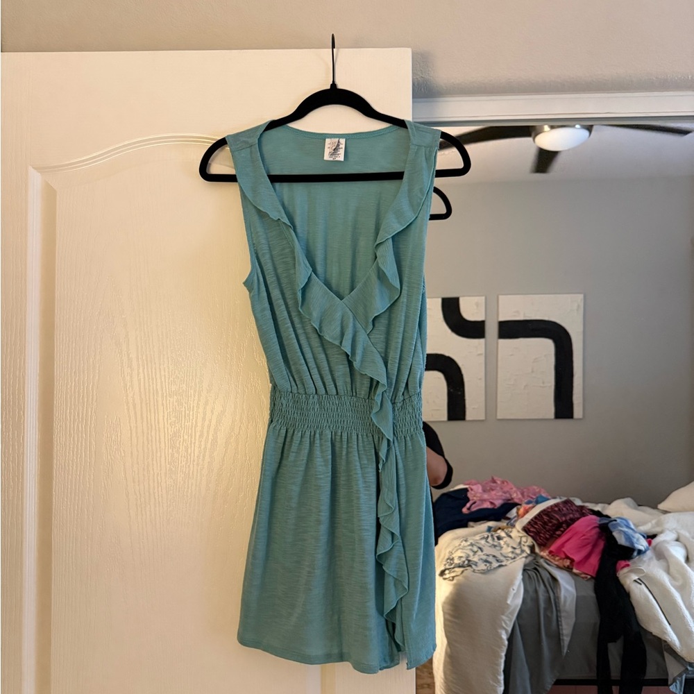 Teal Wrap Mini Dress